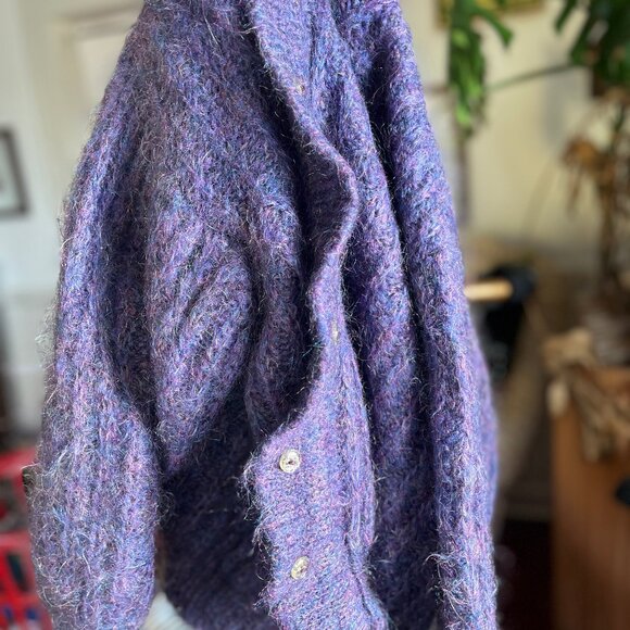 Vibrant Purple Mohair Cardigan Knit *Project Piece* for Darners - Picture 3 of 9